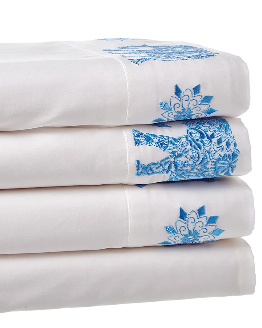 Elephant Embroidered Sheet Set - Blue, Cotton image