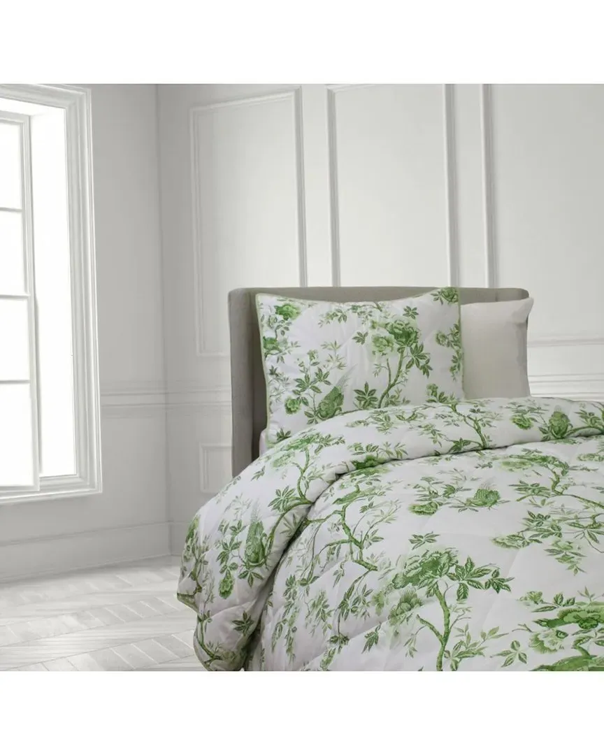 Josephine Quilted Coverlet - White/Sage, Cotton