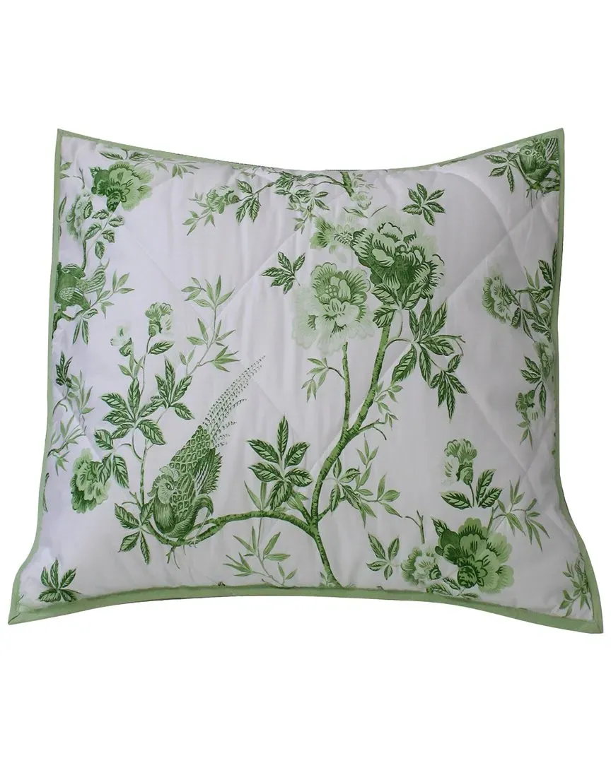 Josephine Quilted Euro Sham - White/Sage, Cotton