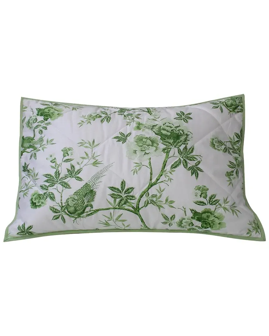 Josephine Quilted Sham - White/Sage, Cotton