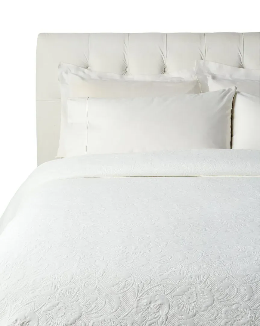 Les Fleurs Coverlet - White, Cotton