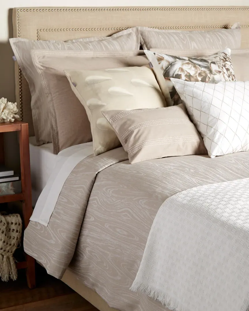 Moare Coverlet Collection - White & Taupe, Cotton image