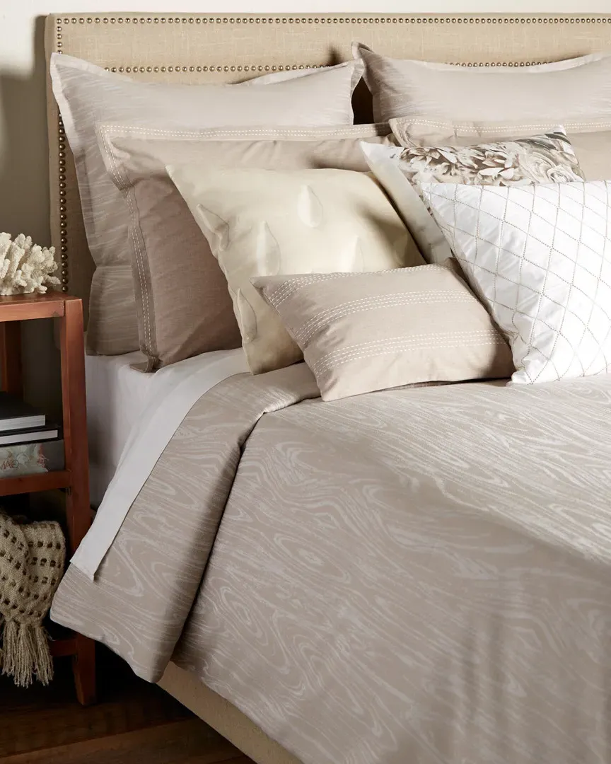 Moare Duvet Collection - White & Taupe, Cotton