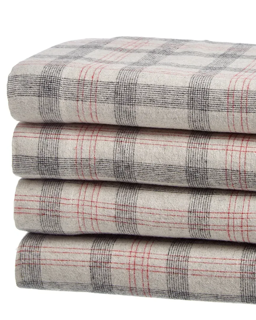 Plaid Flannel Sheet Set - Grey Red image