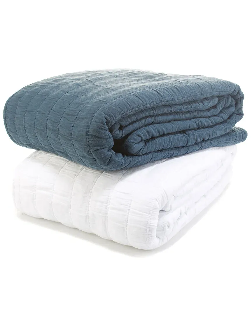 Relaxed Rows Blanket - Navy, Cotton image