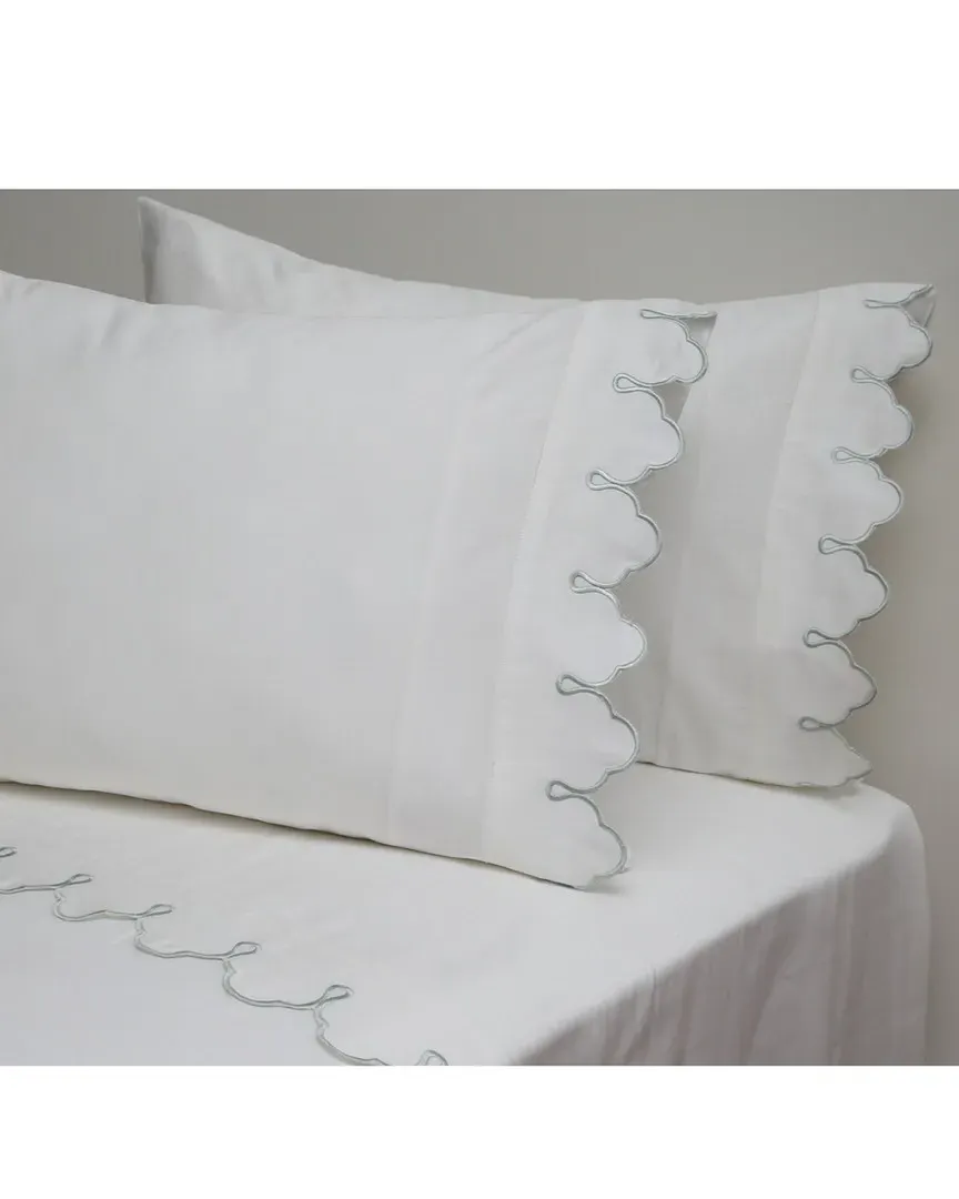 Scalloped Embroidered Sheet Set - Cotton image