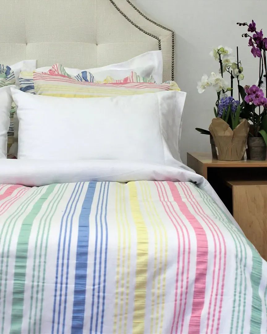 Seersucker Stripe Duvet Cover Set - Multi, Cotton