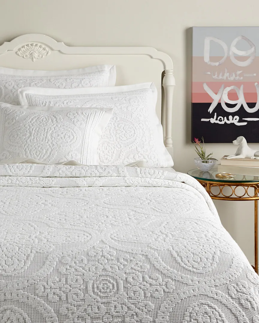 Semi-Sheer Chenille Coverlet Collection - White image
