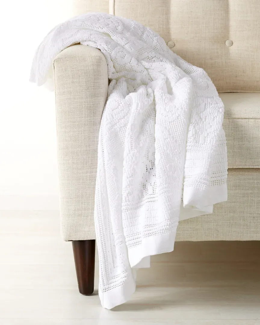 Semi-Sheer Chenille Throw - White
