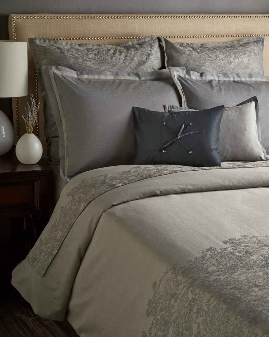 Sky Lace Duvet & Sham Set - Grey, Egyptian Cotton