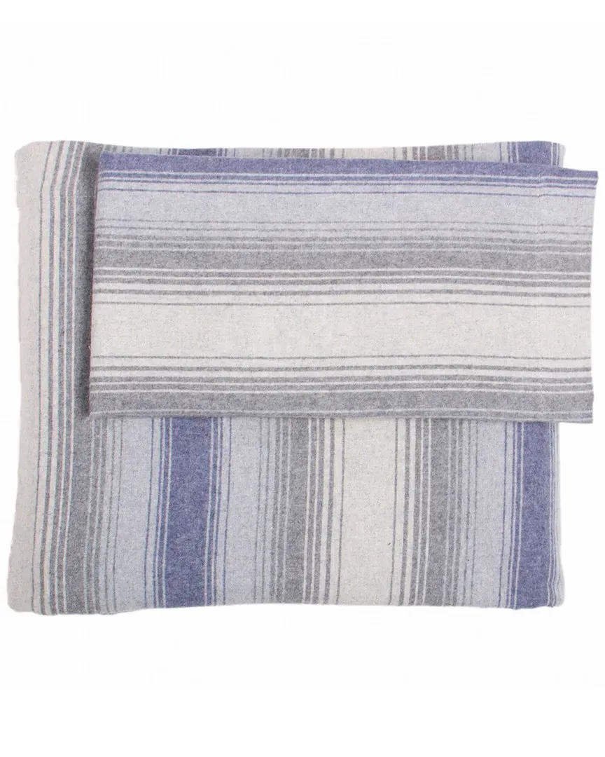 Stripe Flannel Sheet Set - Blue Grey