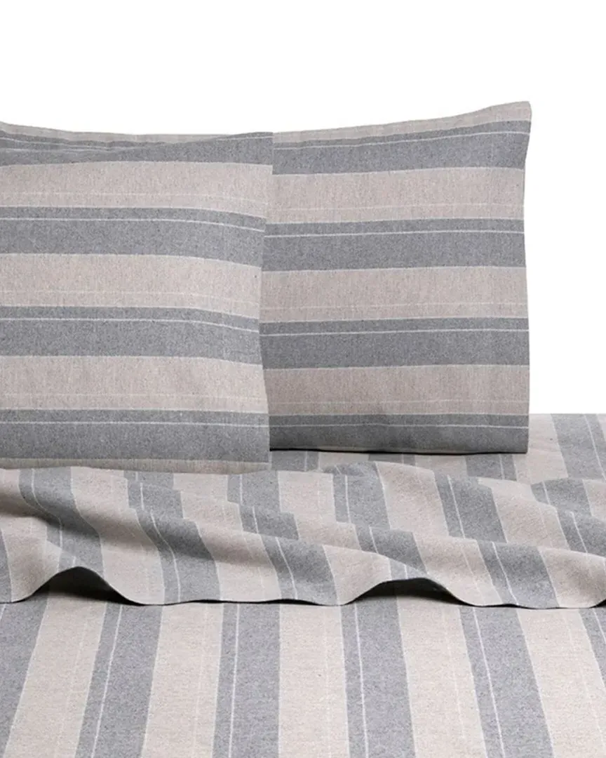 Stripe Flannel Sheet Set - Grey, Tan image