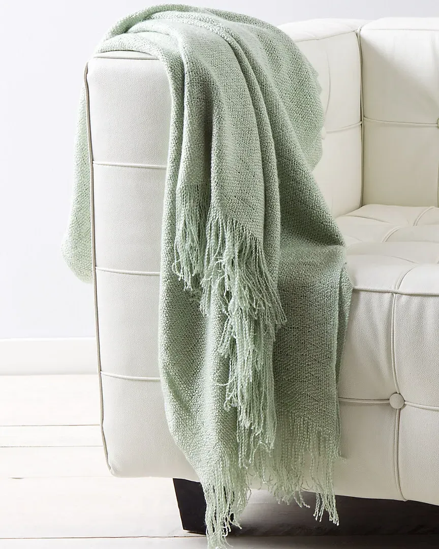 Woven Throw with Fringe - Sage, Acrylic image