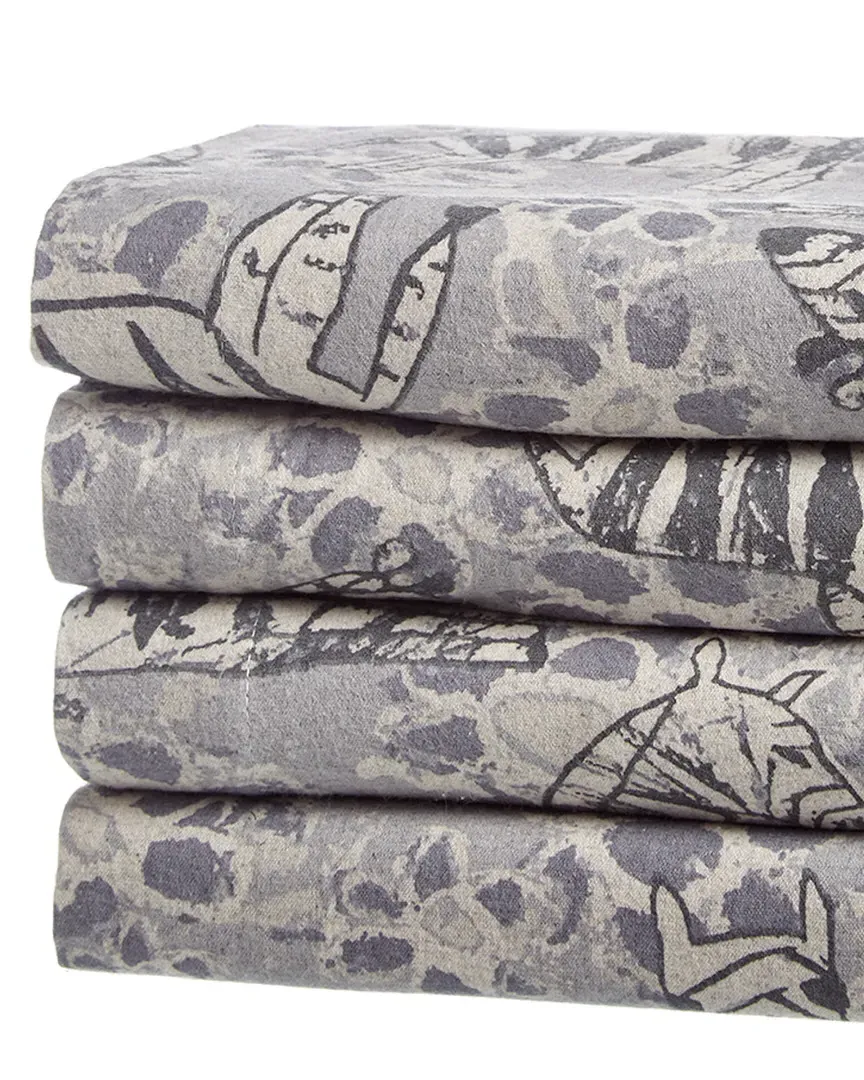 Zebra Heather Flannel Sheet Set - Grey