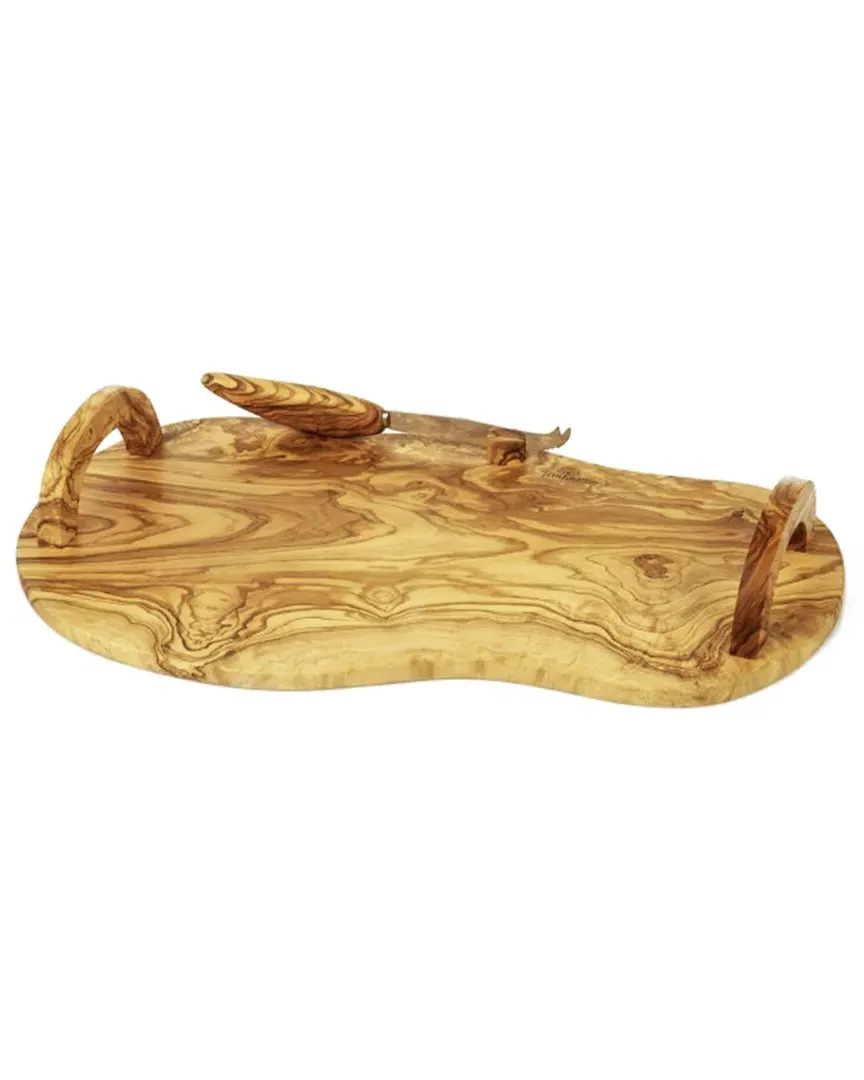 Olive Wood Cheese Board with Knife - Olive Wood