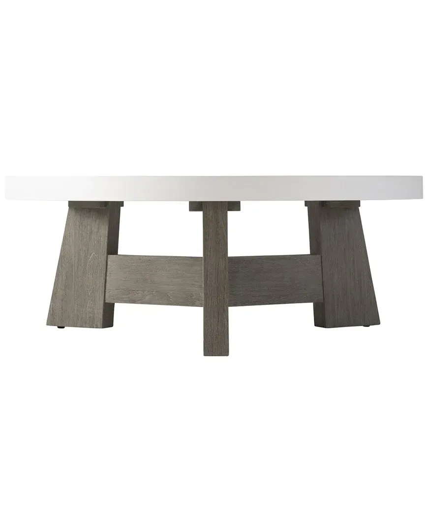 Exteriors Rochelle Round Cocktail Table - Teak, Concrete image