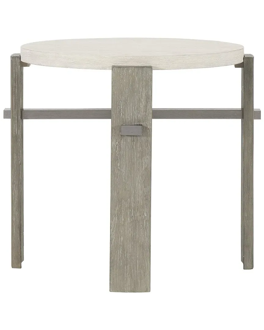 Foundations Round Side Table - Linen, Acacia