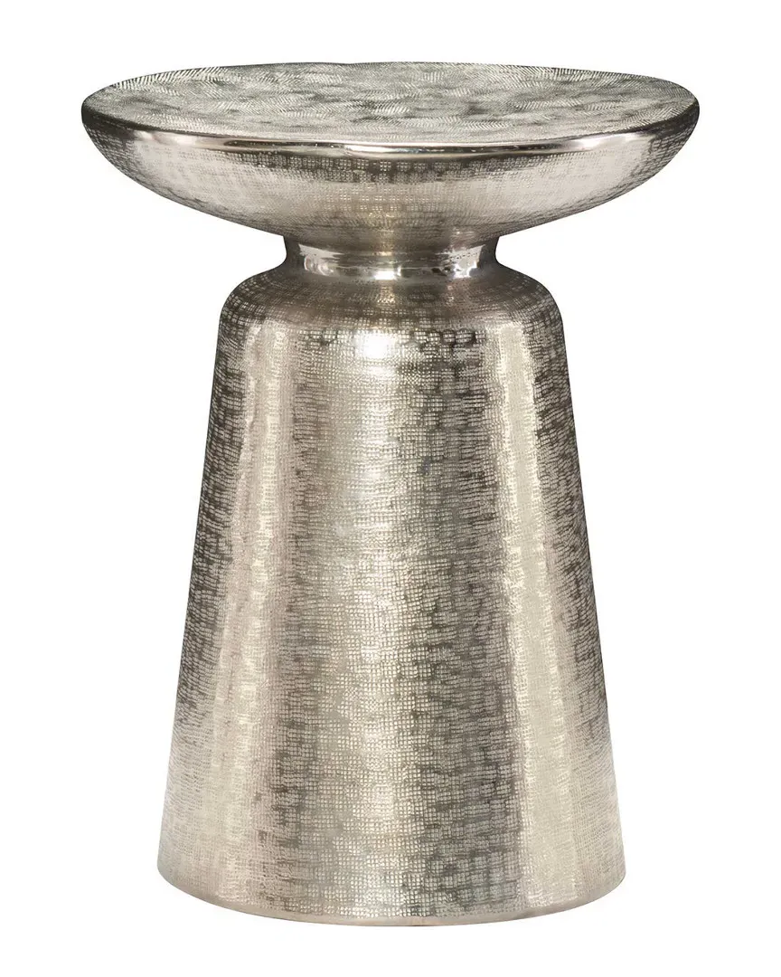 Lorraine Round Chairside Table - Nickel, Aluminum