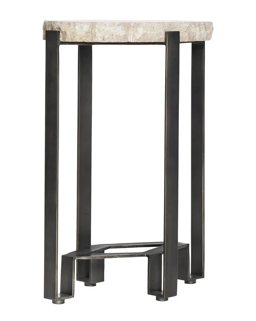 Sayers Oval Accent Table - White Travertine, Steel image