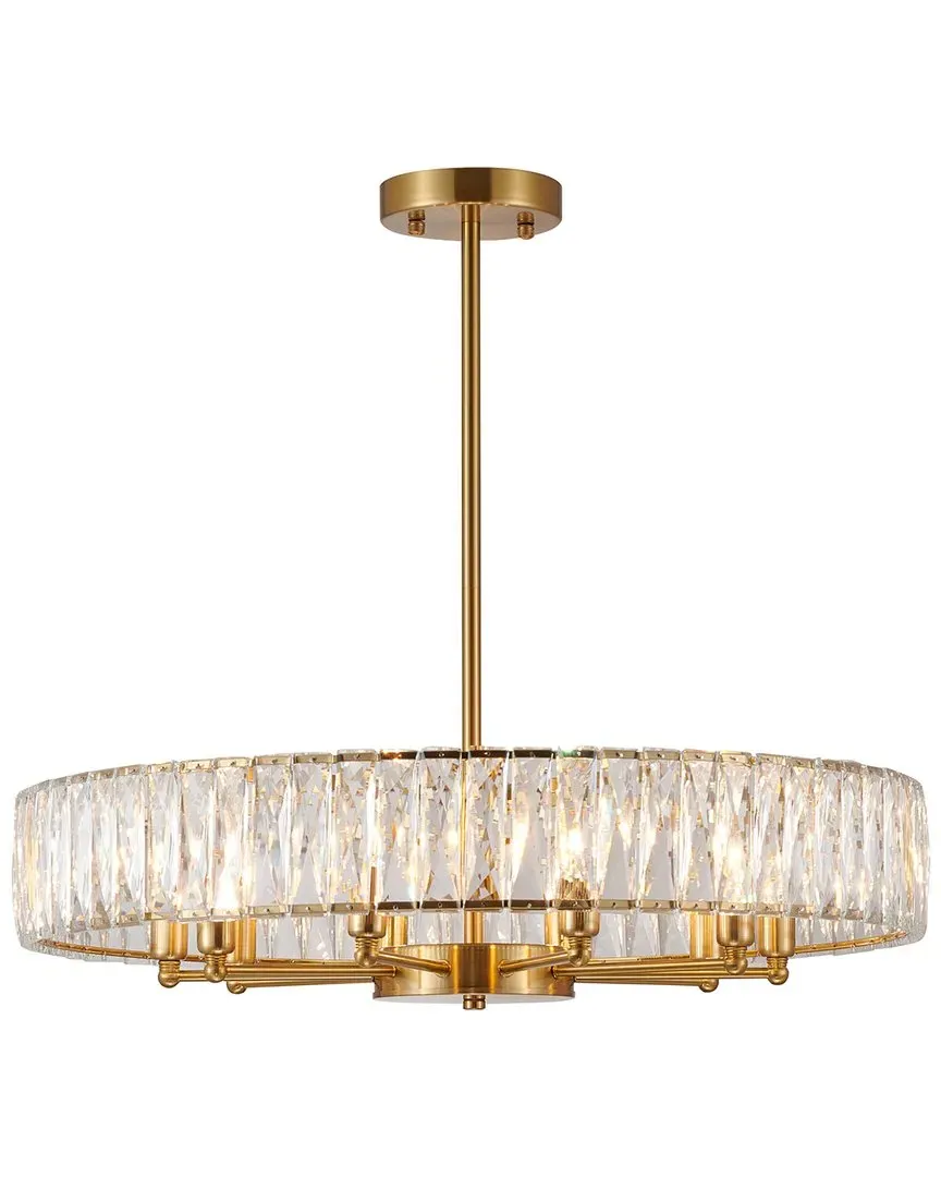 28in Metal Chandelier with Crystals - Gold image