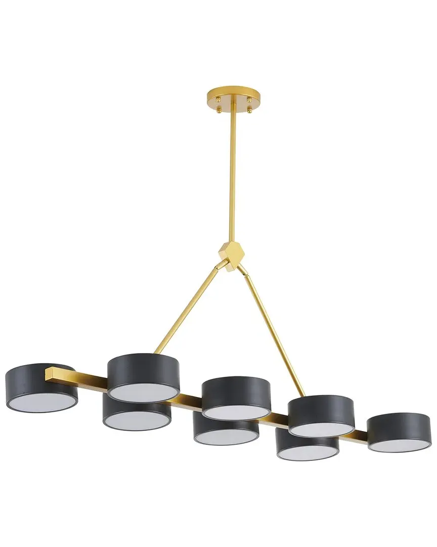 8-Light LED Chandelier with Round Accent Shades - Gold, Metal image