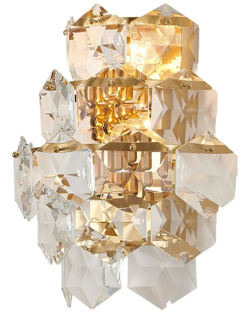 Steel & Crystal Wall Sconce - Gold image