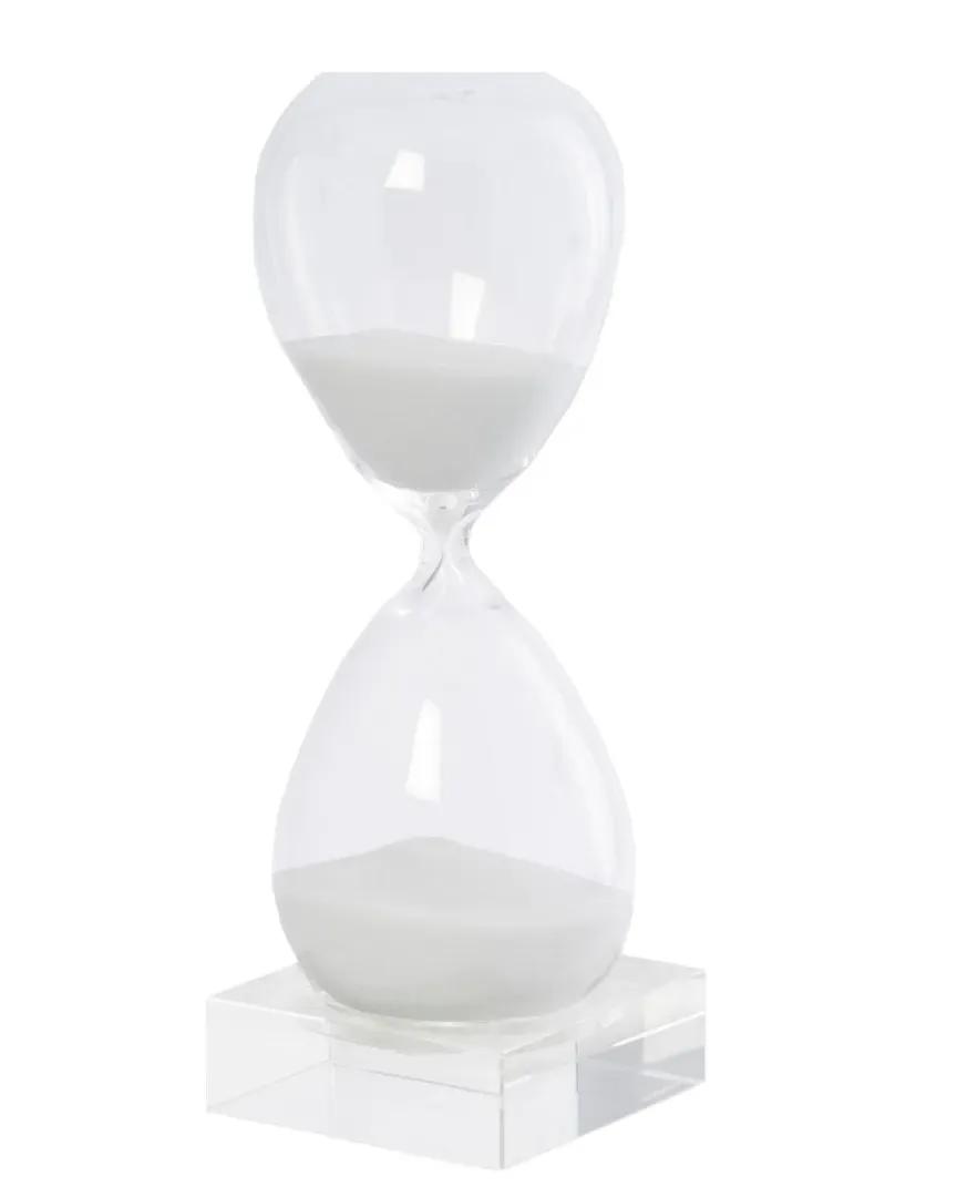 60-Minute Crystal Sand Timer - White Sand, Metal
