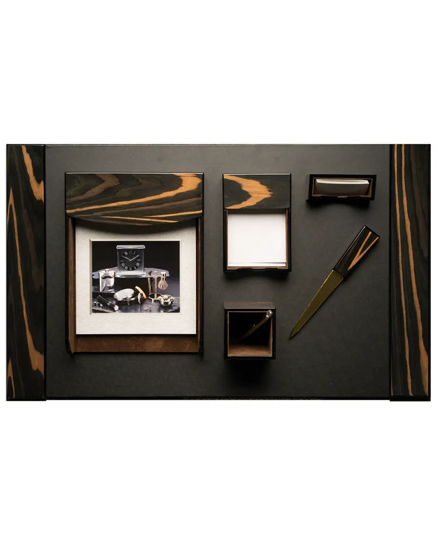 6pc Desk Set - Black, Ebony Wood