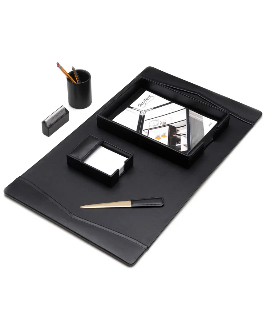 6pc Desk Set - Black, Leather image