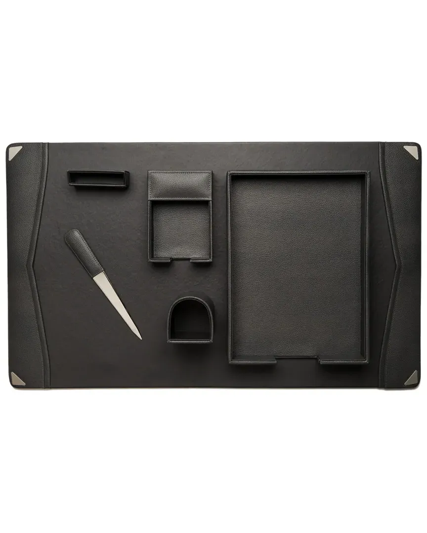 6pc Desk Set - Grey, Leather