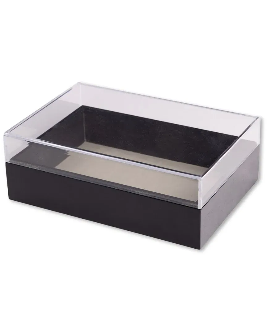 Arno Valet Box with Acrylic Lid - Black, Cherry Wood image
