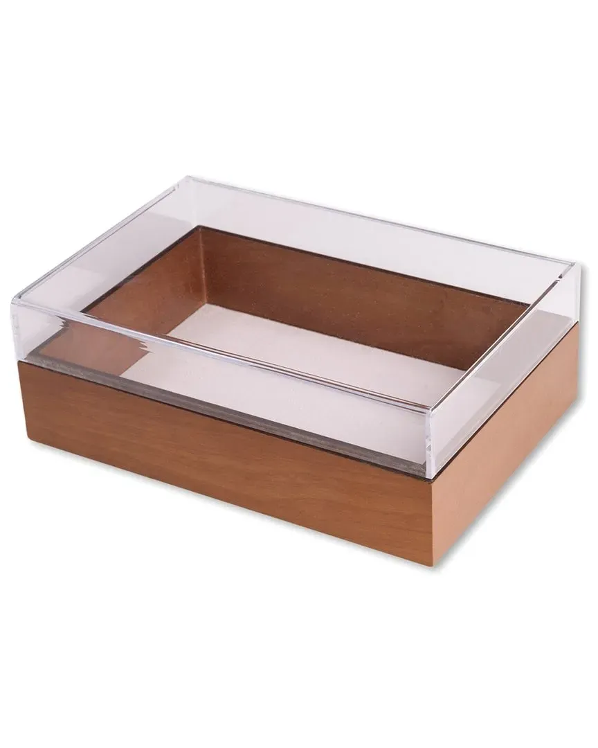 Arno Valet Box with Acrylic Lid - Brown, Cherry Wood