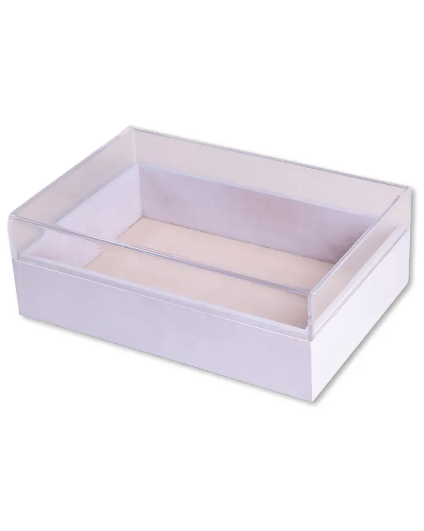 Arno Valet Box with Acrylic Lid - White, Cherry Wood
