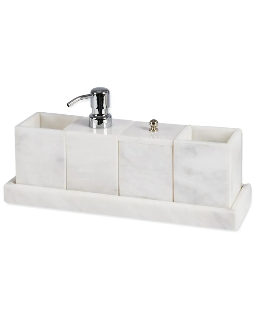 Atticus Bath Set - White, Marble