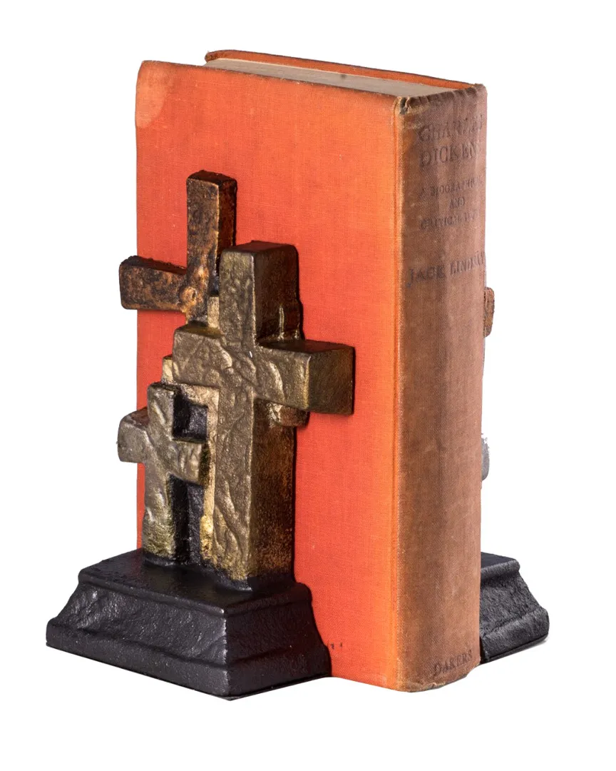 Cast Metal Cross Bookends - Bronze image