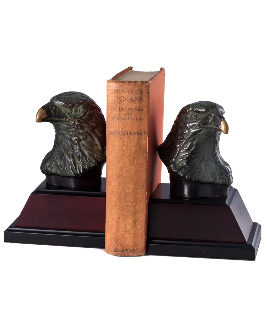 Cast Metal Eagle Bookends - Burl
