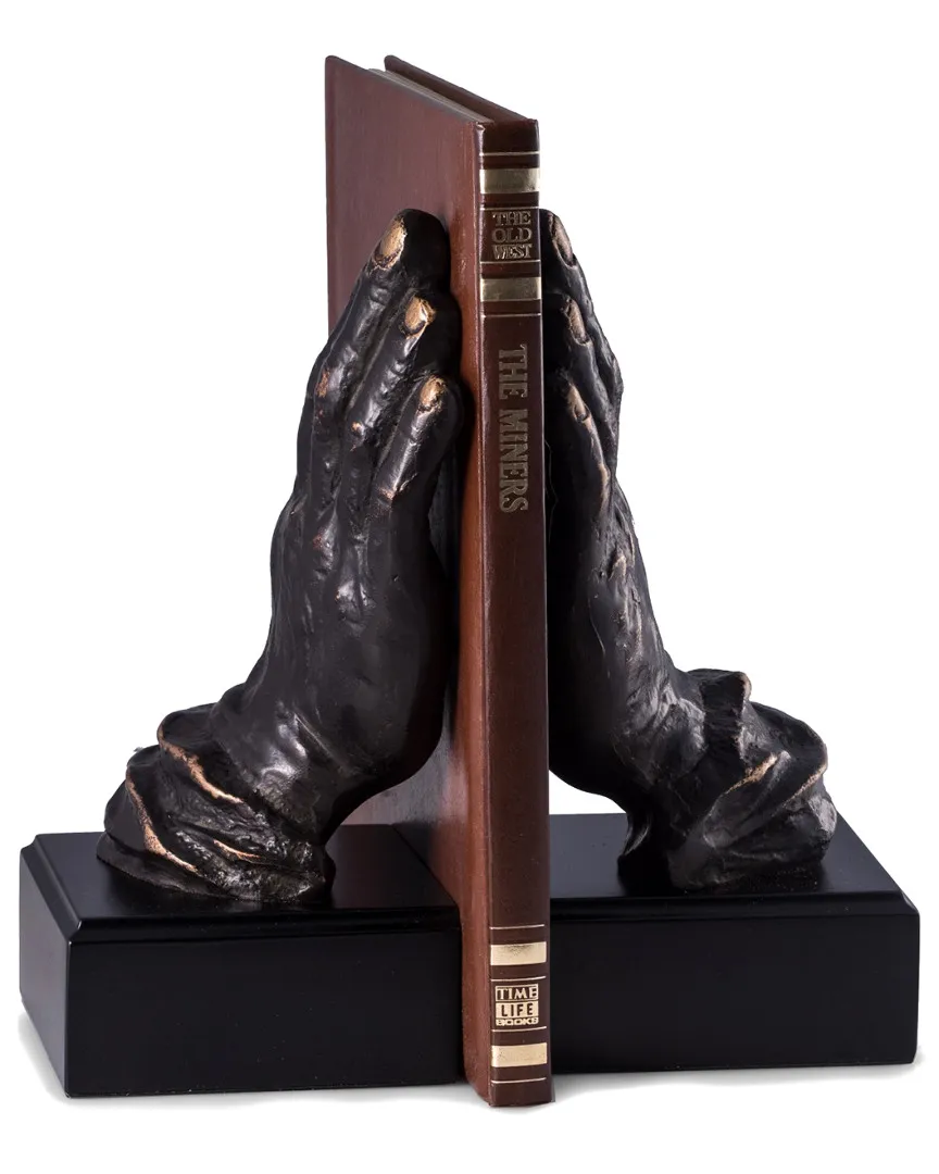 Cast Metal Hands Bookends - Bronze