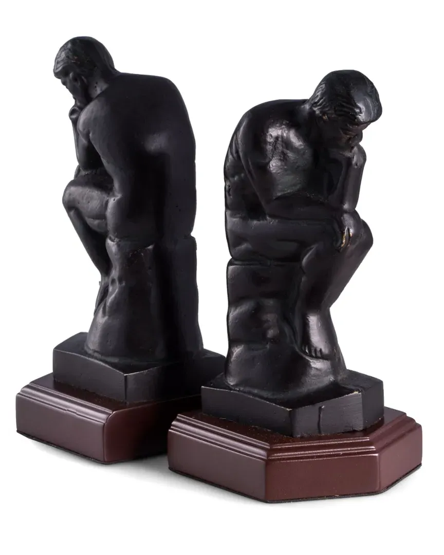 Cast Metal Thinker Bookends - Black