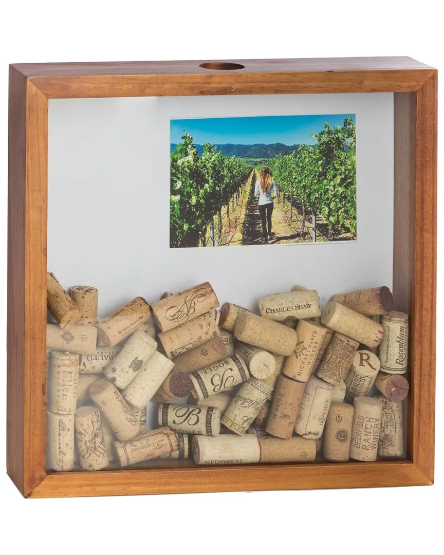 Cork & Bottle Cap Shadow Box - Wood image