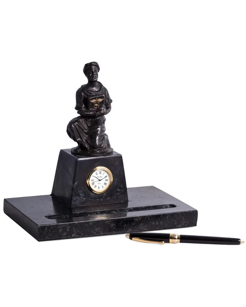Hippocrates Sculpture with Clock - Bronze image