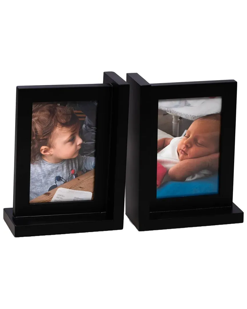 Kennedy Solid Wood Picture Frame Bookends - Black image
