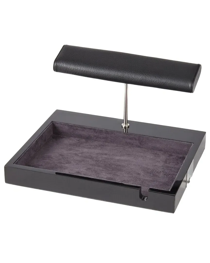 Laurence Valet with Wireless Charger - Black, Wood image