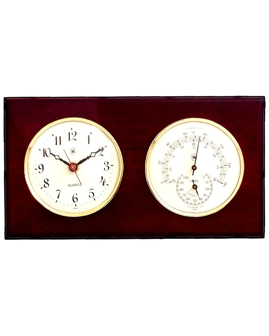 Quartz Clock and Thermometer - Mahogany image