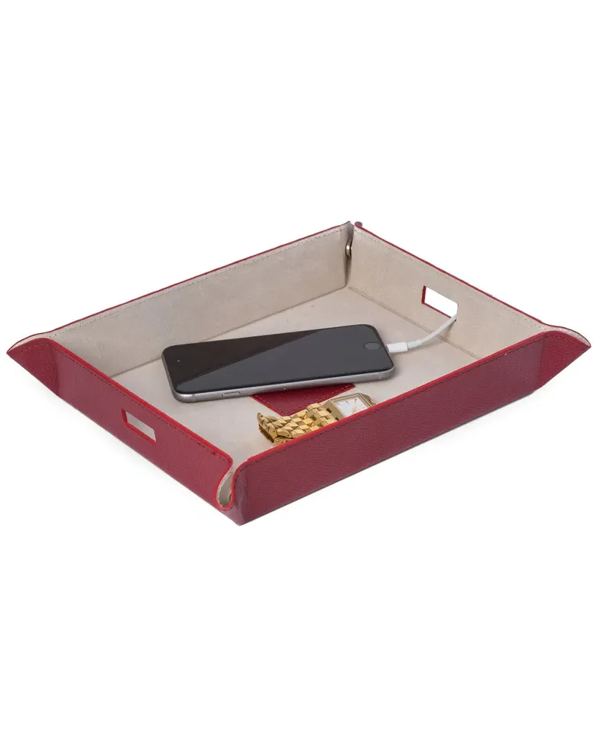 Rectangular Valet & Charging Station - Red, Leather