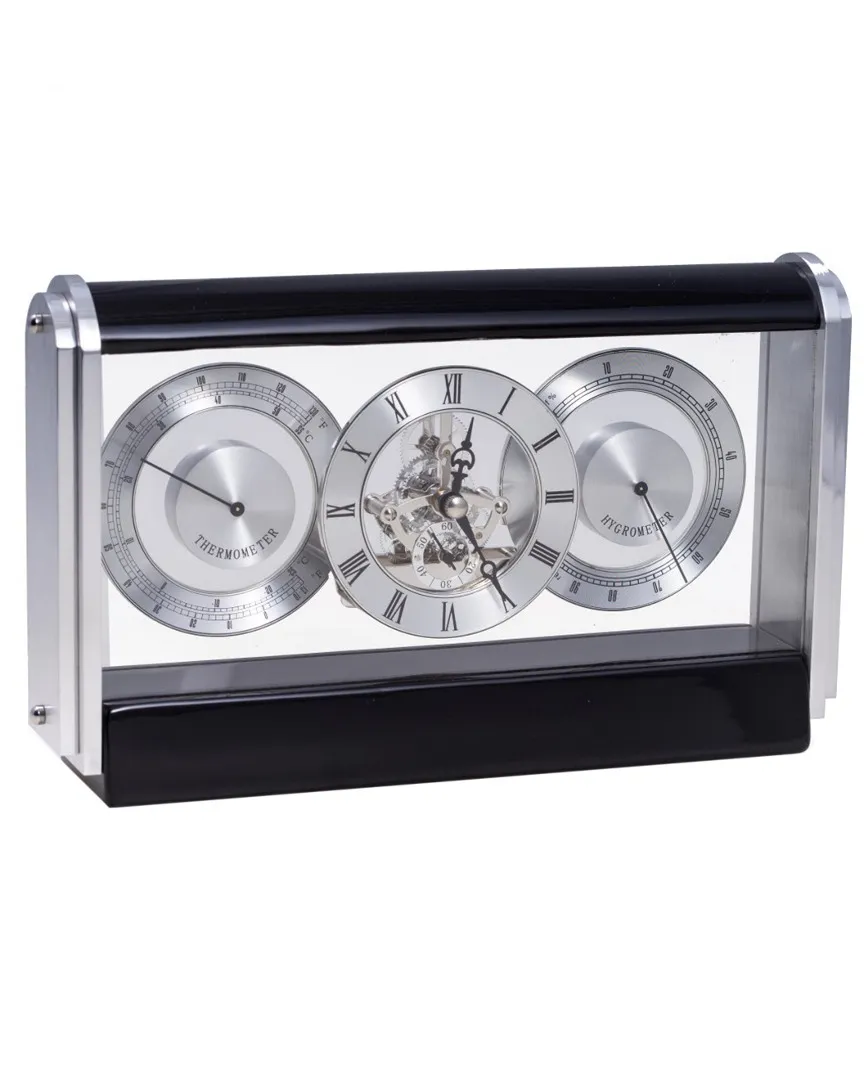 Skelton Movement Quartz Clock - Black