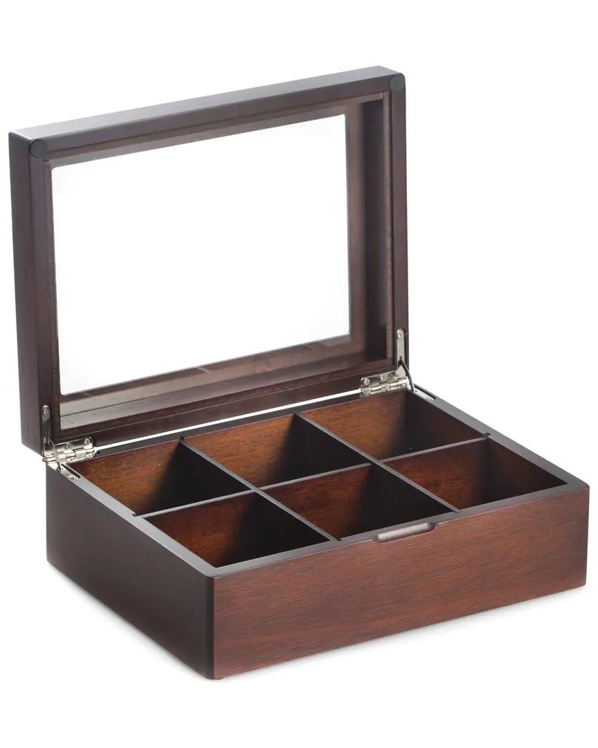 Tea Box with Glass Top - Brown, Mahogany image