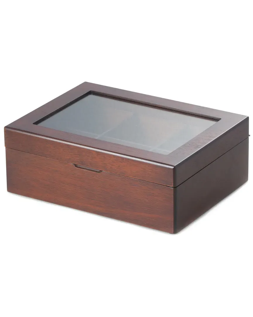 Tea Storage Box with Glass Top - Mahogany image