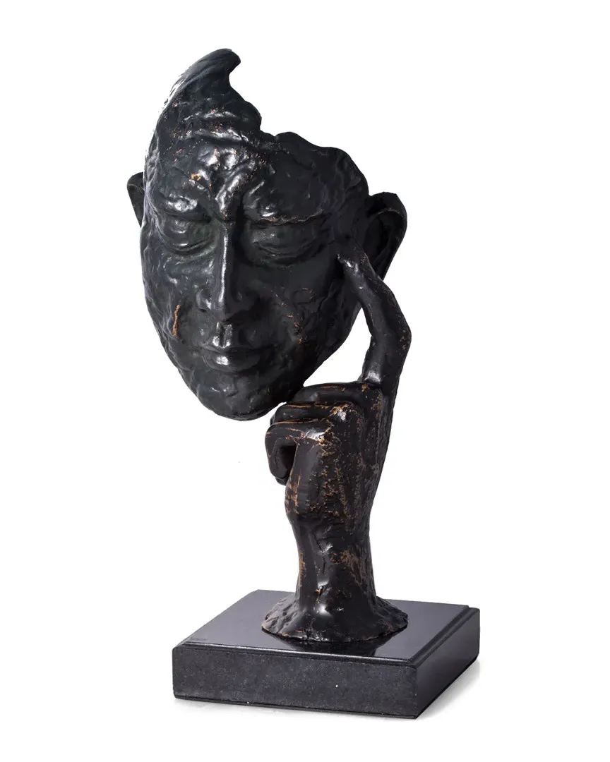 Thinking Man Sculpture - Black, Metal image