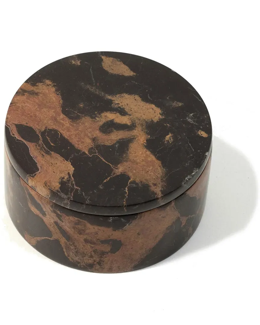 Tiger Eye Round Box - Brown, Marble image