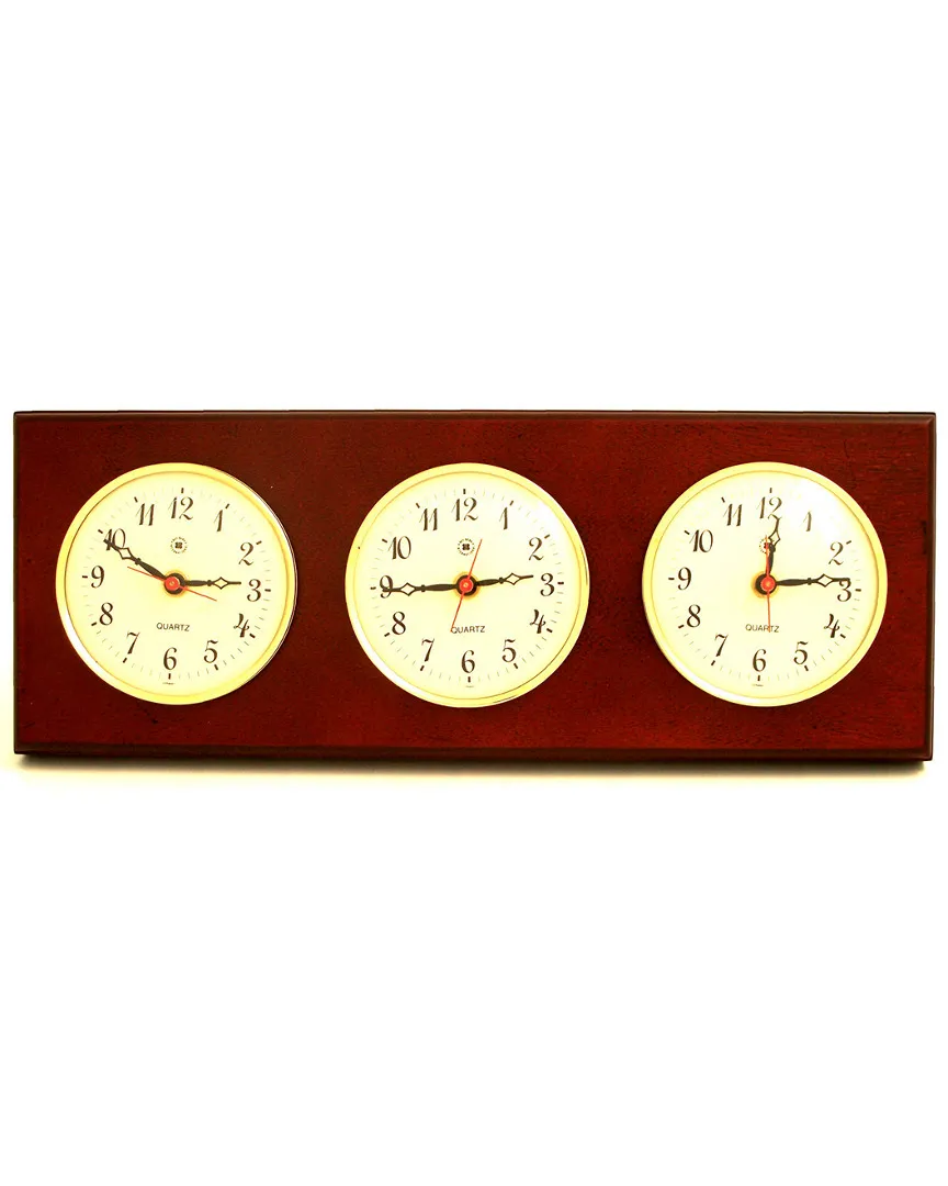 Triple Quartz Clock - Mahogany image